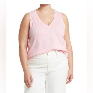 👋🏾 MADEWELL WHISPER V NECK TANK PLUS SIZE PINK brand new 1X